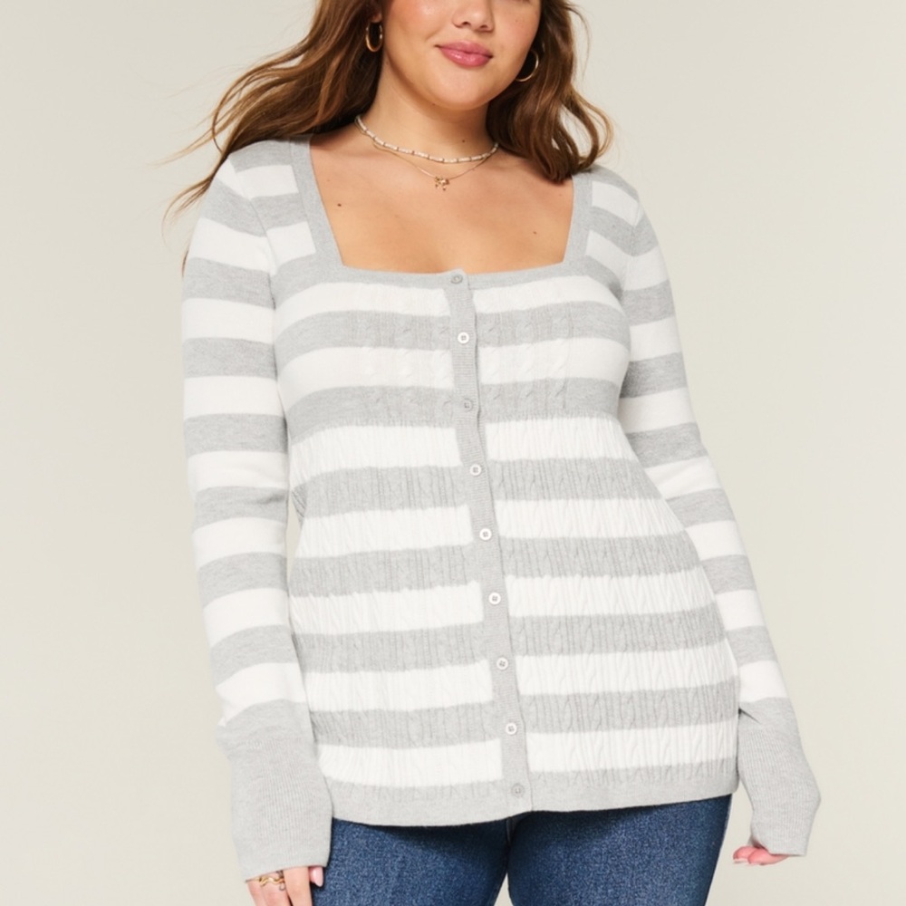 Long sleeve square neck babydoll sweater